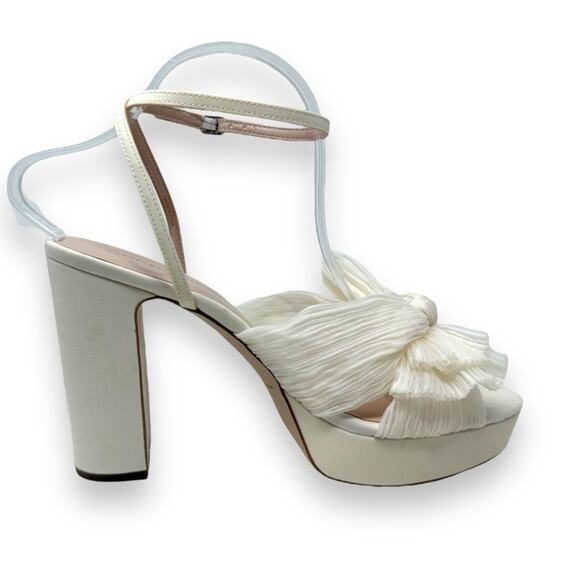 NWOT Loeffler Randall Natalia Pleat Knot Slip On Platform Sandal White 10 Womens - Picture 7 of 15